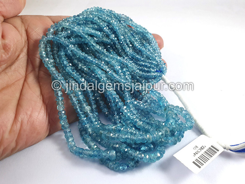 Blue Zircon Faceted Roundelle Shape Beads