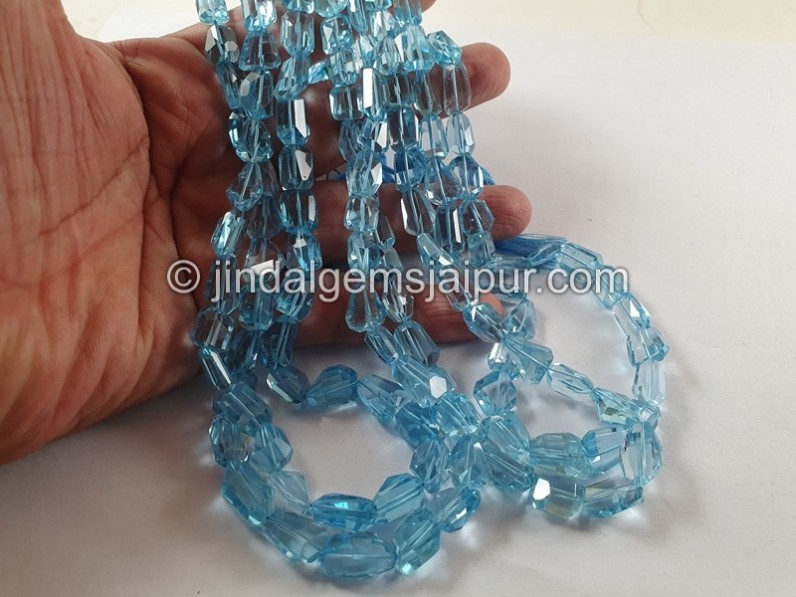 Sky Blue Topaz Faceted Nuggets Beads