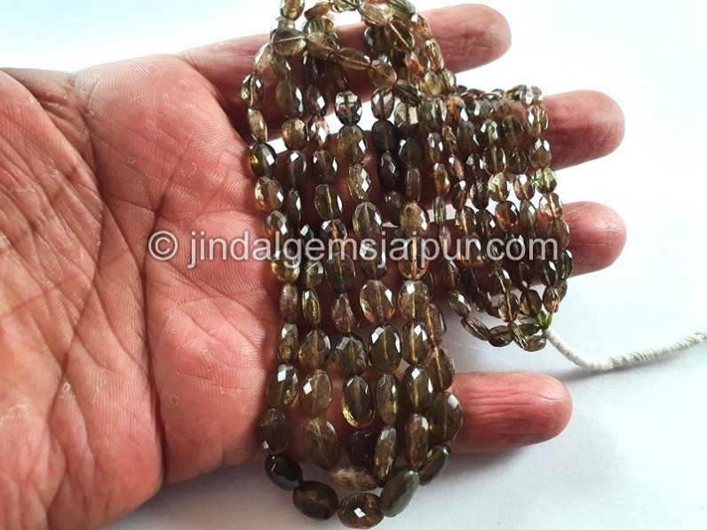 Andalusite Green Faceted Oval Beads