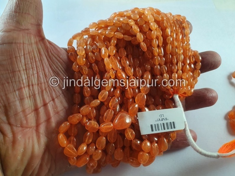 Mandarin Garnet Smooth Oval Beads