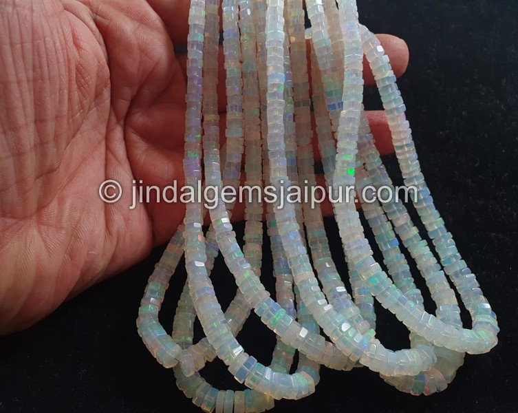 White Ethiopian Opal Fancy Smooth Bolt Beads