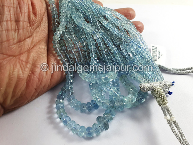 Aquamarine Faceted Roundelle Shape Beads