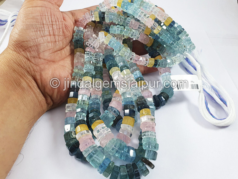 Multi Aquamarine Step Cut Bolt Shape Big Beads