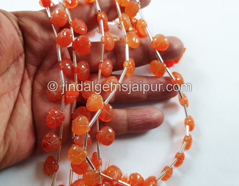 Carnelian Carved Heart Beads