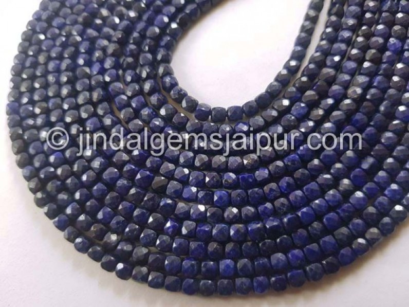 Lapis Faceted Cube Shape Beads