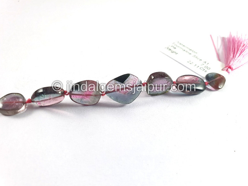 Watermelon Tourmaline Smooth Slices Beads