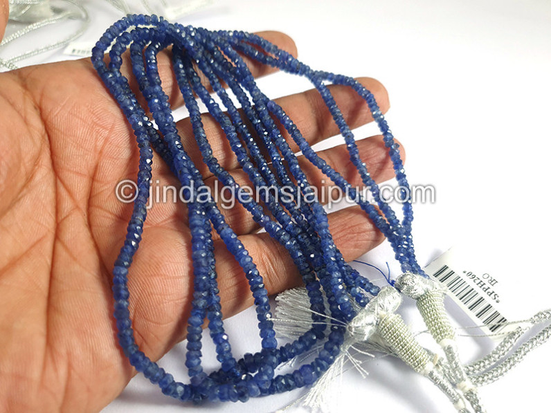 Blue Sapphire Burma Faceted Roundelle Shape Beads