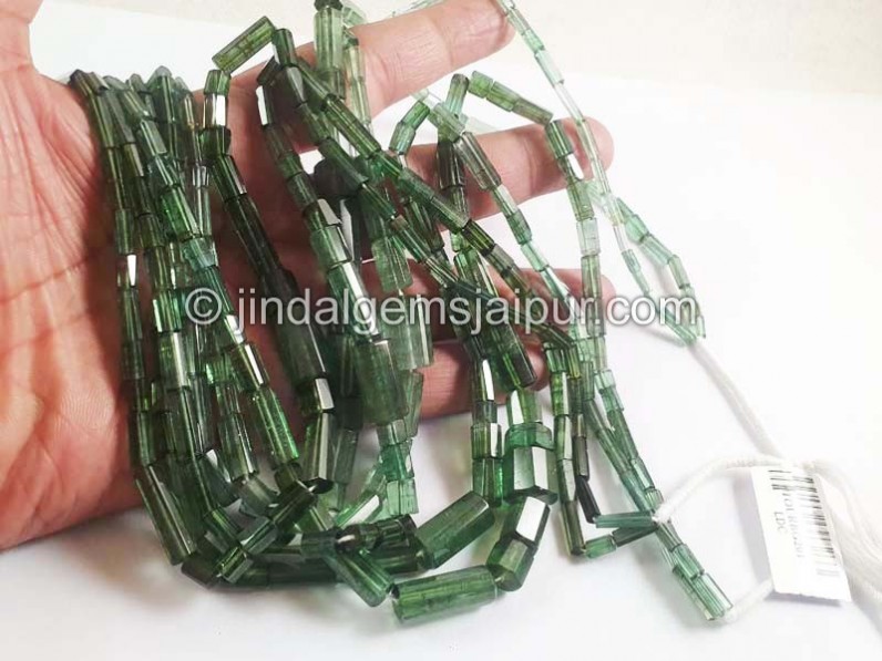 Bluish Green Tourmaline Pipe Shape Beads