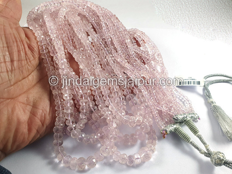 Pink Morganite Faceted Roundelle Shape Beads