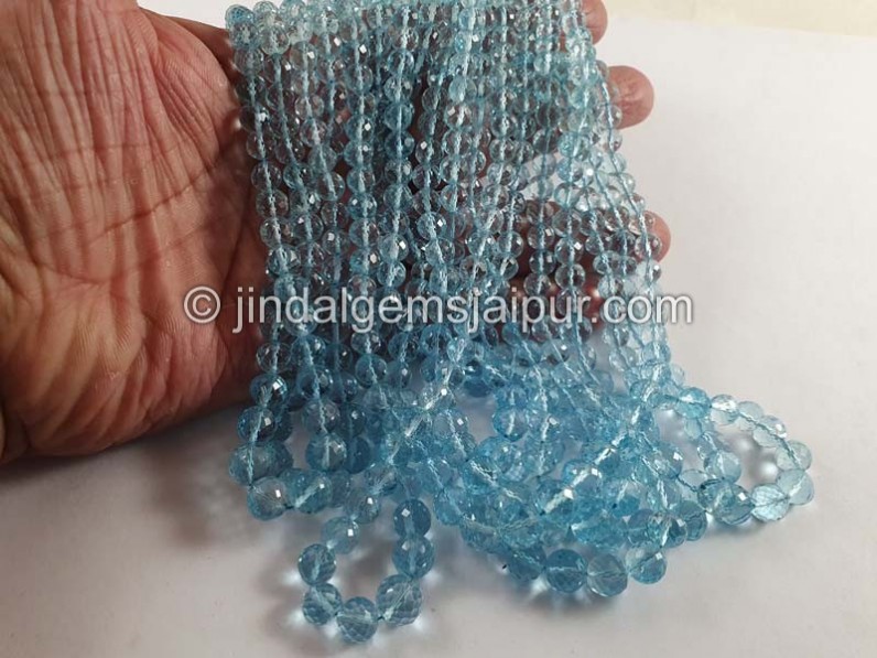 Sky Blue Topaz Faceted Round Big Beads