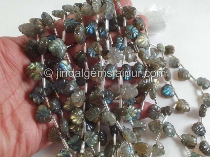 Labradorite Carved Maple Leaf Beads