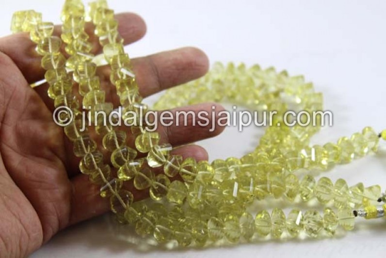 Lemon Quartz Twisted Roundelle Shape Beads