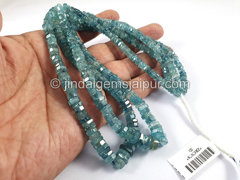 Blue Zircon Step Cut Bolt Shape Beads