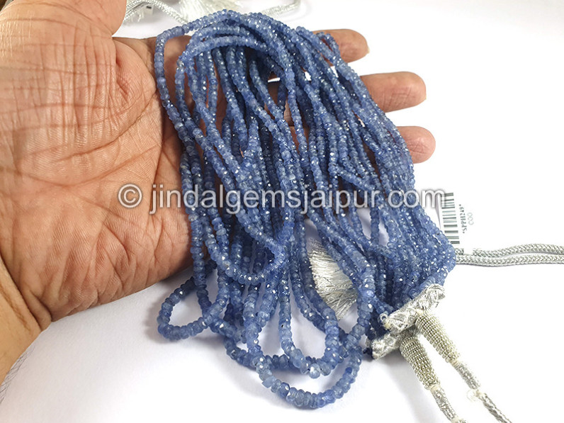 Blue Sapphire Burma Faceted Roundelle Shape Beads