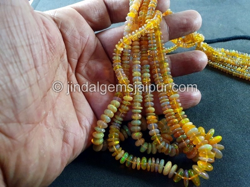 Ethiopian Opal Deep Orange Smooth Roundelle Beads