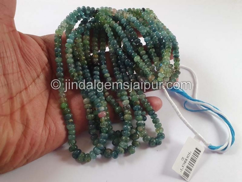 Blue Tourmaline Shaded Smooth Roundelle Beads