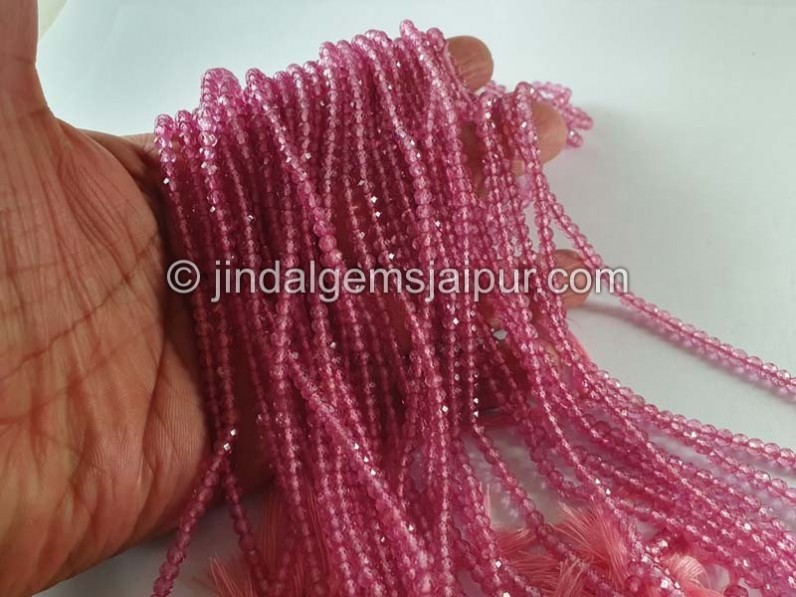 Pink Topaz Faceted Round Beads