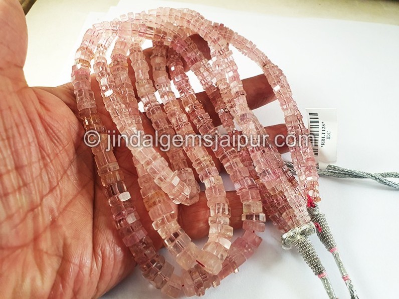 Baby Pink Tourmaline Cut Bolt Shape Beads