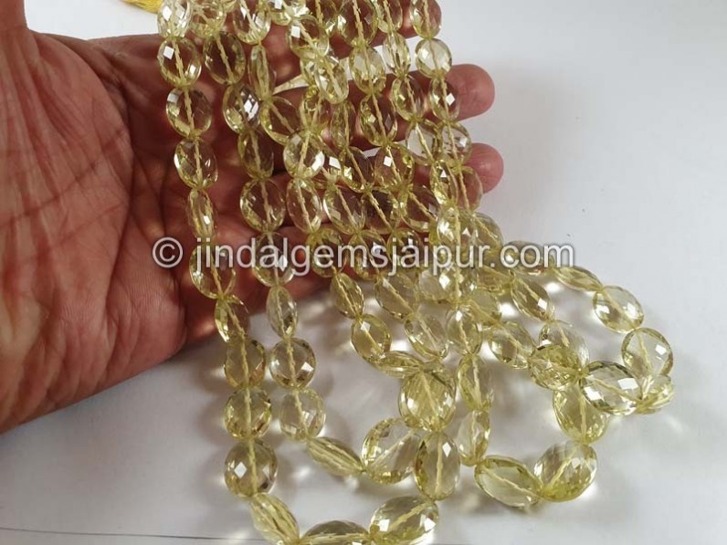 Lemon Quartz Faceted Oval Nuggets Beads