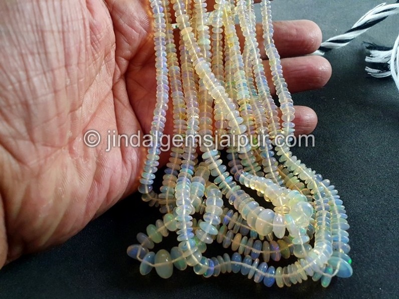 Ethiopian Opal Off White Smooth Disc Beads