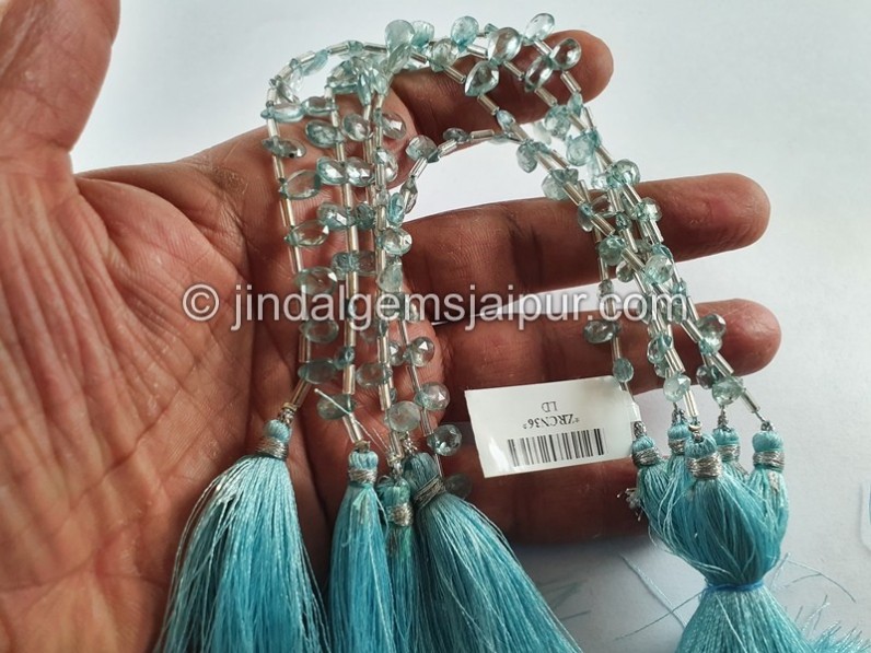 Blue Zircon Faceted Pear Shape Beads