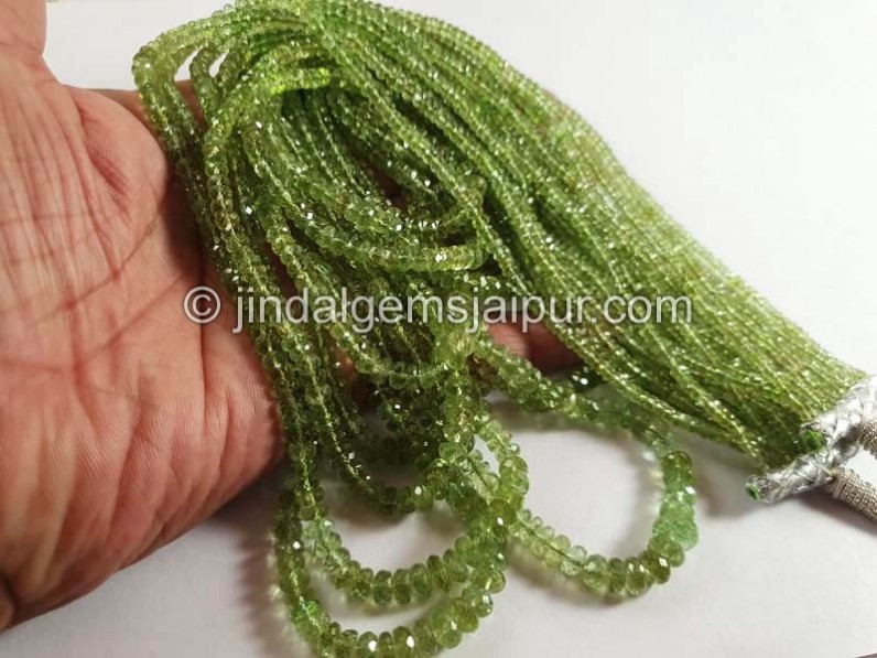 Basil Green Tourmaline Faceted Roundelle Beads