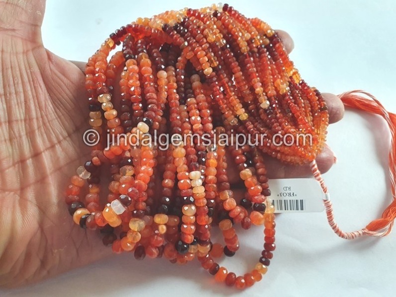 Fire Opal Faceted Roundelle Beads