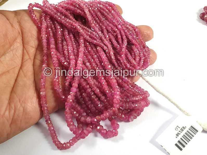 Ruby Faceted Roundelle Shape Beads