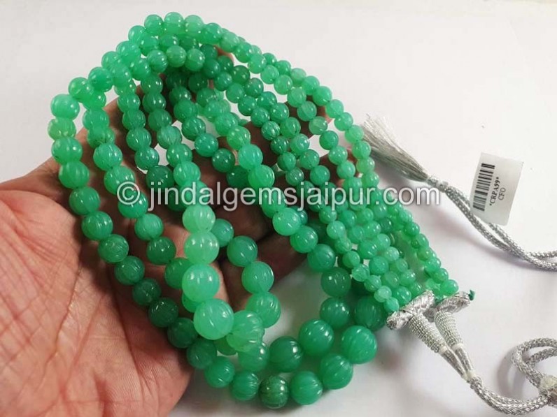 Chrysoprase Carved Pumpkin Balls Beads