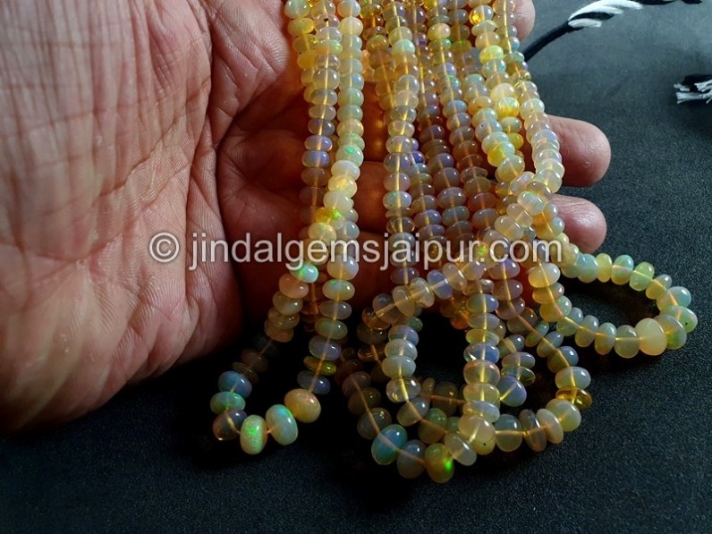 Ethiopian Opal Yellow Smooth Roundelle Beads