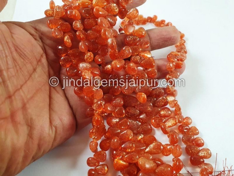 Sunstone Smooth Pear Beads