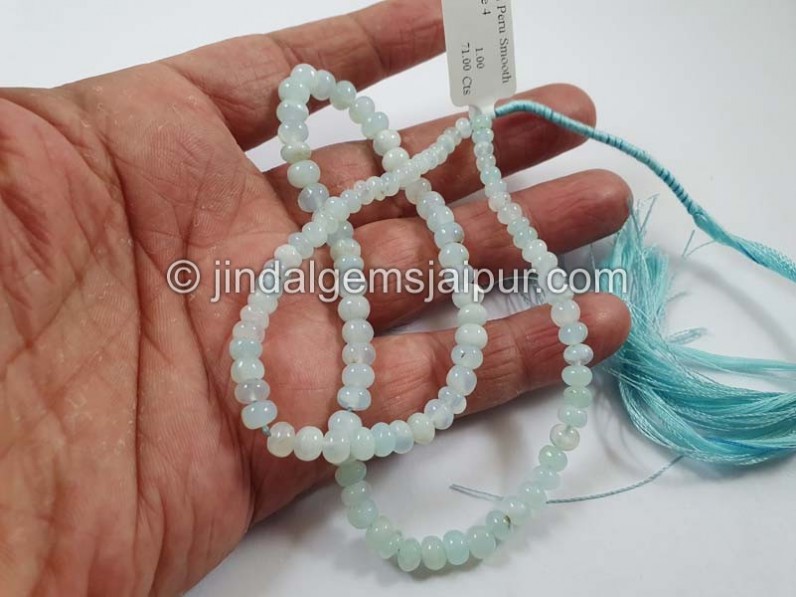 Natural Peruvian Blue Opal Smooth Roundelle Beads