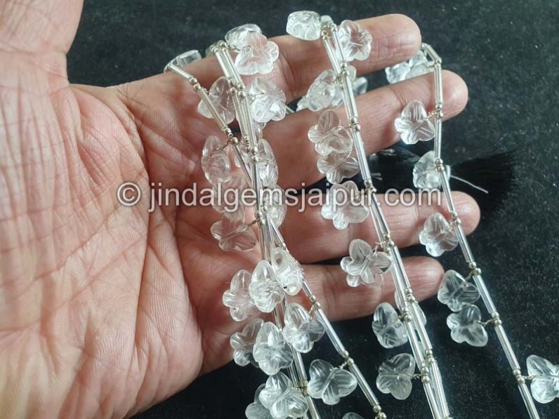 Crystal Quartz Carved Butterfly Beads