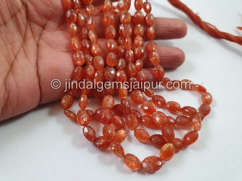 Sunstone Faceted Oval Beads