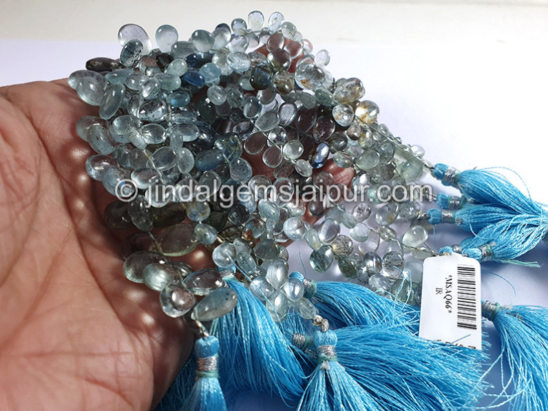 Moss Aquamarine Smooth Pear Shape Big Beads