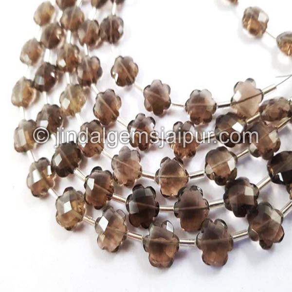 Smoky Faceted Flower Beads