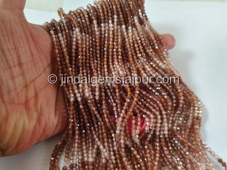 Natural Pink Zircon Shaded Faceted Round Beads