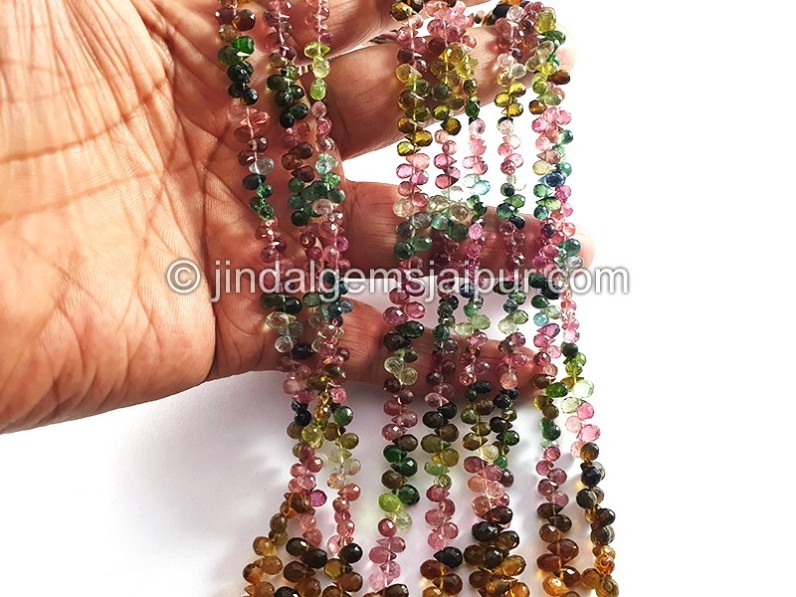 Tourmaline Faceted Drops Shape Small Beads