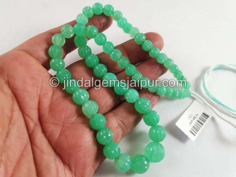 Chrysoprase Carved Pumpkin Balls Beads