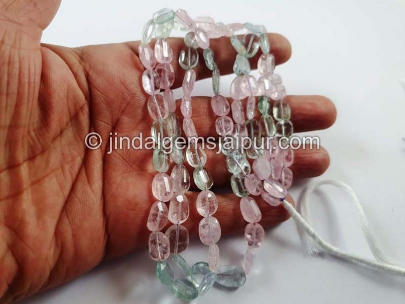 Multi Aquamarine Far Faceted Nugget Beads