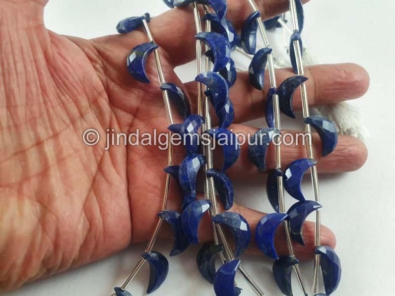 Lapis Faceted Moon Shape Beads