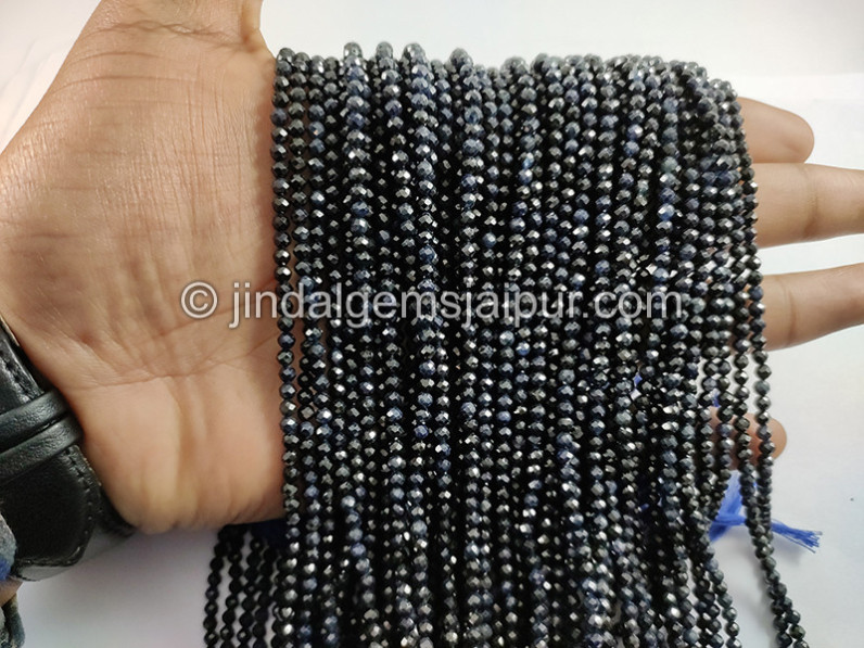 Blue Sapphire Faceted Roundelle Shape Beads