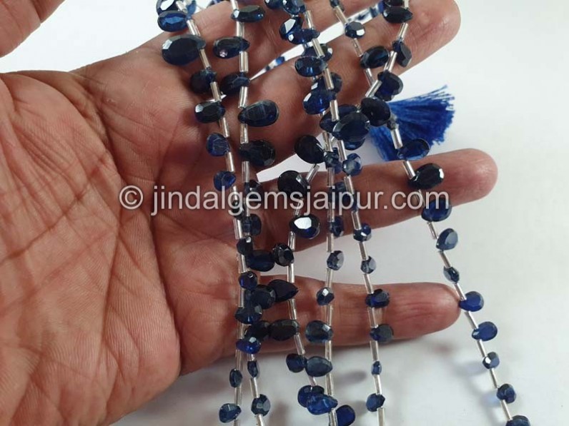 Kyanite Faceted Flat Pear Beads