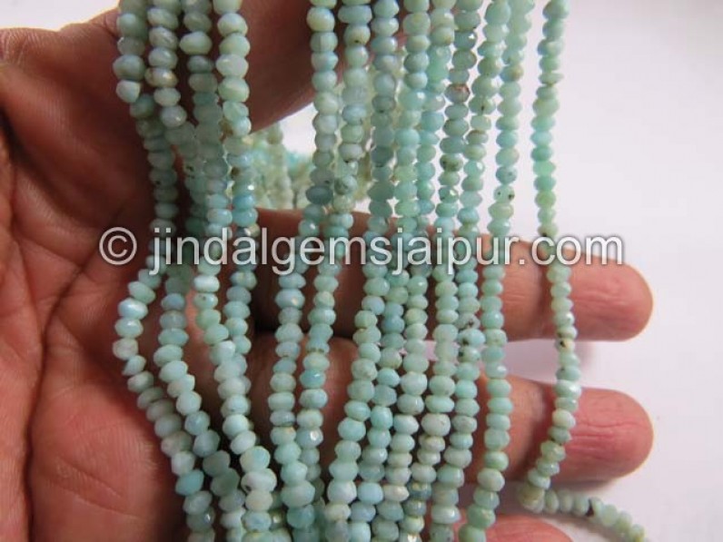 Larimar Faceted Rondelle Shape Beads