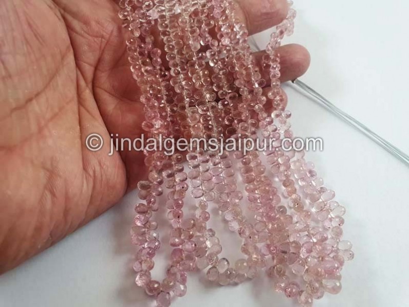 Light Pink Tourmaline Faceted Drops Beads