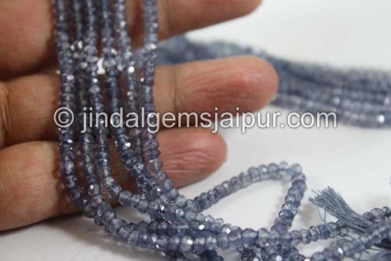 Iolite Quartz Faceted Roundelle Shape Beads