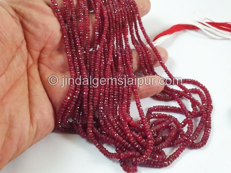 Ruby Faceted Roundelle Light Beads