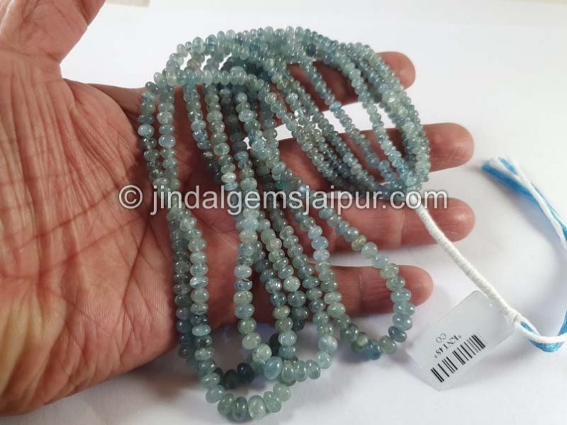 Aqua Kyanite Smooth Roundelle Beads