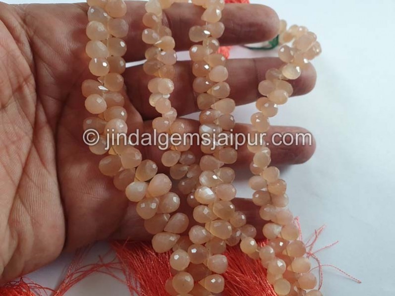 Peach Moonstone Faceted Drops Beads