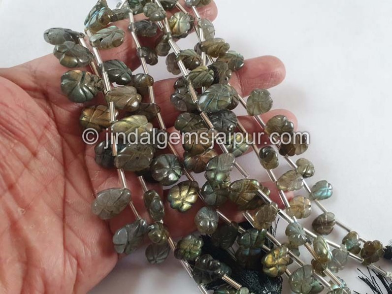 Labradorite Carved Pear Beads